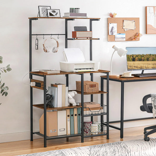 6-Tier Baker's Rack with Power Outlets & Wire Baskets