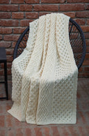 Merino Wool Aran Throw Blanket — 60 x 40 Inches