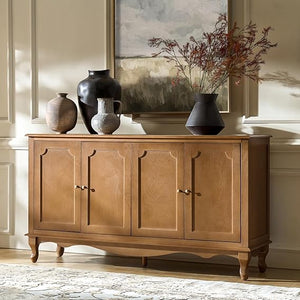58" Farmhouse Buffet Cabinet Sideboard with 4 Doors and Adjustable Shelves