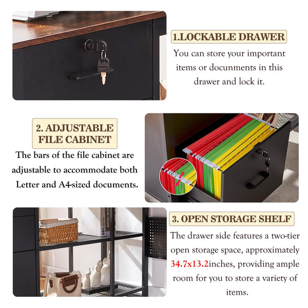 L-Shaped Desk with Drawers & Power Outlet