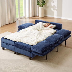 110" U-Shaped Modular Sectional Sofa with Storage & Charging