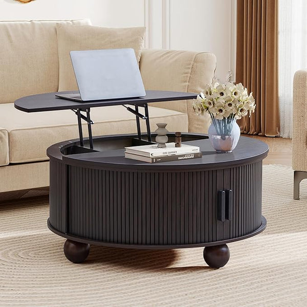 Round Lift-Top Coffee Table with Storage