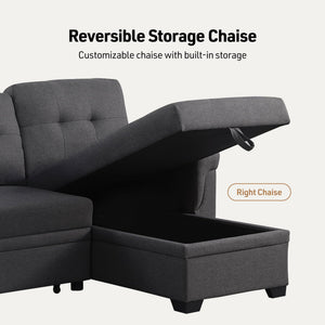 Convertible L-Shaped Sectional Sleeper Sofa with Storage Chaise