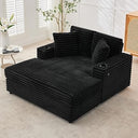 60-Inch Oversized Chaise Lounge Sofa with Charging Station & Cup Holders