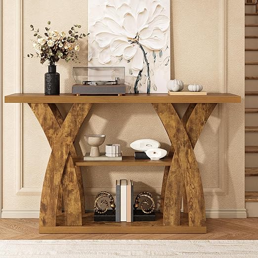 55-Inch 3-Tier Console Table with Storage