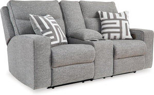 Power Reclining Sofa with Adjustable Headrest & USB Ports – Light Gray