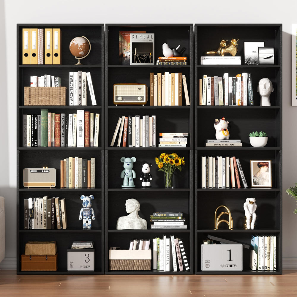 6-Tier Tall Bookcase – Wood Floor Standing Display Shelf