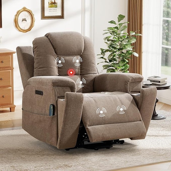 3-Motor Power Lift Recliner Chair with Massage, Heat & Lay Flat