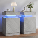 LED Nightstand with Storage Cabinet — Set of 2