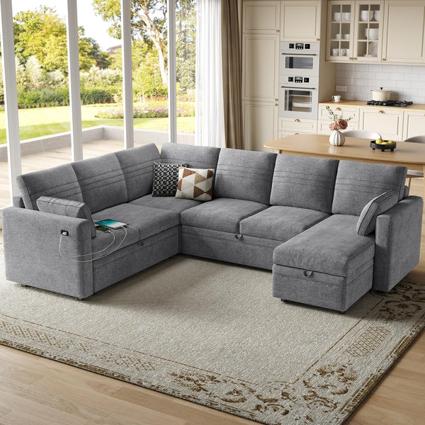 Modular Sectional Sleeper Sofa with Pull-Out Bed