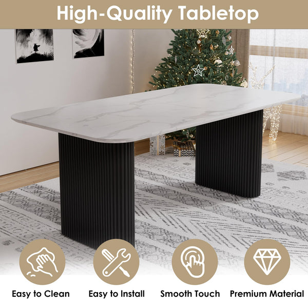 Modern Oval Dining Table Set with Boucle Chairs – 4 to 6 Seats