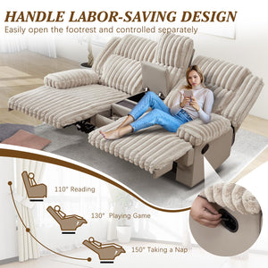 Oversized Manual Double Recliner Loveseat with Wireless Charger & Cup Holders