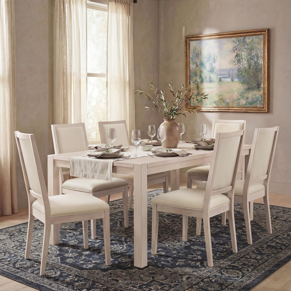 Extendable Dining Table Set with Upholstered Chairs