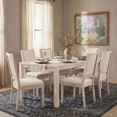 Extendable Dining Table Set with Upholstered Chairs