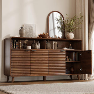 61-Inch Sideboard Buffet Cabinet with 4 Doors & Open Shelves