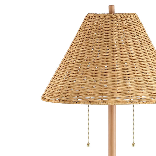 61" 2-Light Coastal Bohemian LED Floor Lamp with Rattan Shade