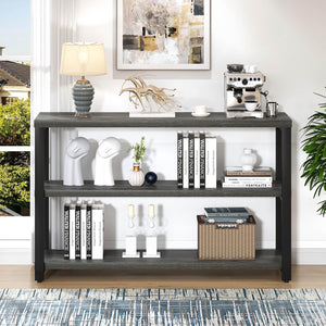47" Industrial Console Table with 3-Tier Storage Shelves