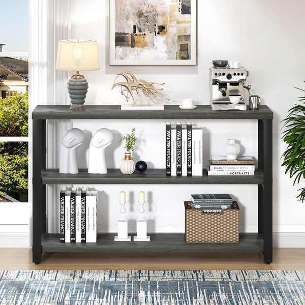 47" Industrial Console Table with 3-Tier Storage Shelves