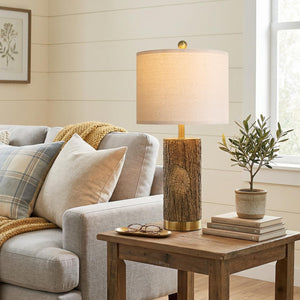 Rustic Farmhouse Table Lamp Set with USB Charging Ports