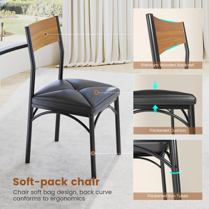 Round Extendable Dining Table Set for 4-8 — 5-Piece Kitchen Table with 4 Cushion Chairs