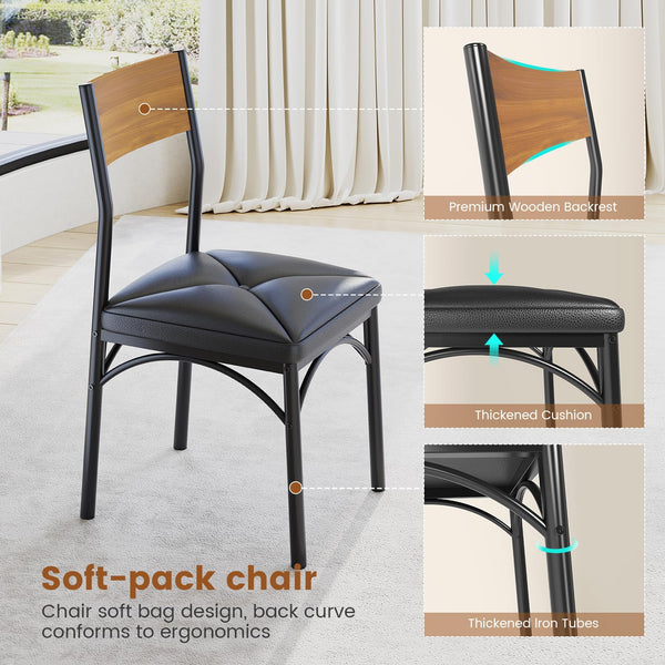 Round Extendable Dining Table Set for 4-8 — 5-Piece Kitchen Table with 4 Cushion Chairs