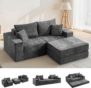 79" Modular Sectional Loveseat with Ottoman & Sleeper