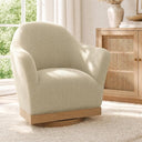 High-Back Boucle Barrel Swivel Accent Chair