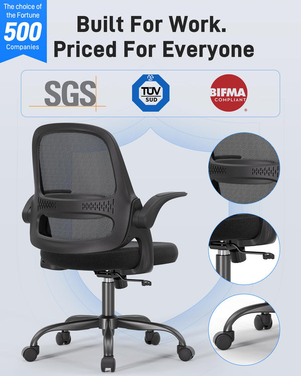 Ergonomic Mesh Office Chair with Flip-Up Arms