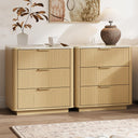 3-Drawer Nightstand Set of 2 with Charging Station