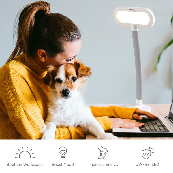 2-in-1 Light Therapy & Task Desk Lamp – UV-Free Full Spectrum LED, 10,000 LUX