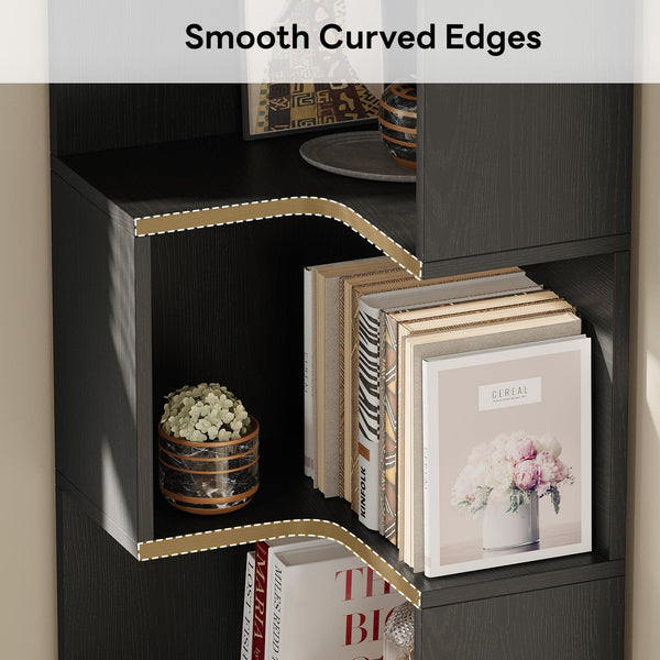 Corner Bookshelf with Drawers, 5-Tier, 70.87" Tall
