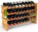 72-Bottle Stackable Bamboo Wine Rack, 8-Tier