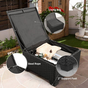 3-Piece Outdoor Wicker Patio Sectional Set with Ottoman & Storage Table