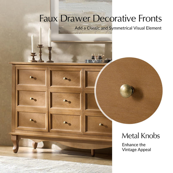 Transitional 4-Door Wood Sideboard with Adjustable Shelves, 58"