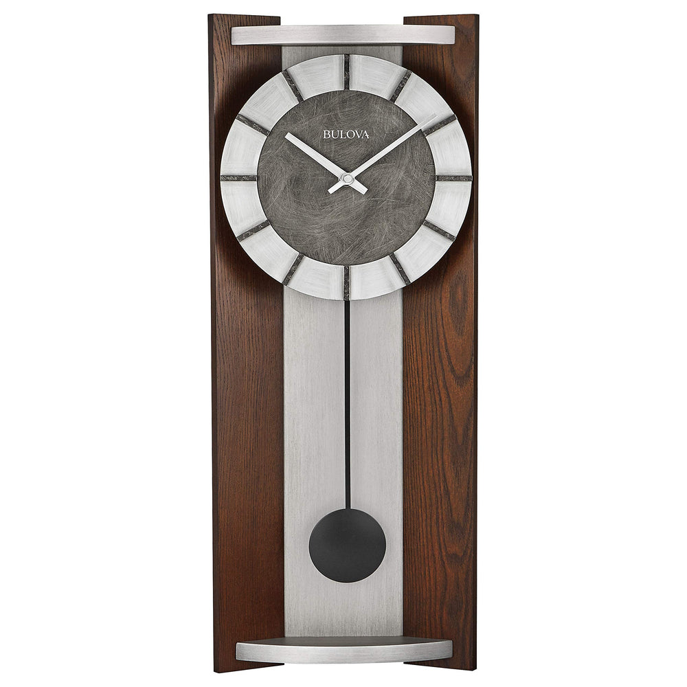 Espresso Pendulum Wall Clock with Slow-Swing Movement