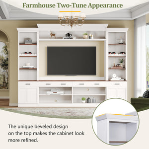 4-Piece TV Stand Entertainment Center with Bookshelf & Wine Rack