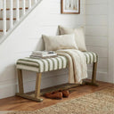 Upholstered Ottoman Bench with Cushion & Rubberwood Legs