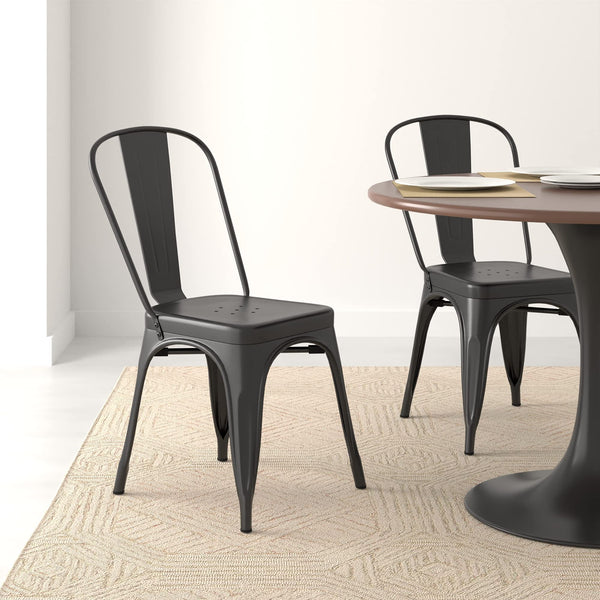 Stackable Metal Dining Chairs Set of 4