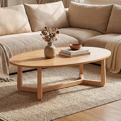 Oval Coffee Table – Low Profile Wood Accent Table