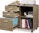 3-Drawer Mobile File Cabinet with Open Shelves