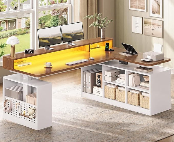 L-Shaped Electric Standing Desk 63"