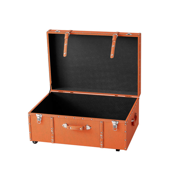 Large Orange Storage Trunk with Wheels