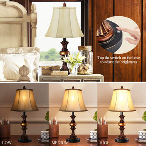 Touch Control Dimmable Table Lamp Set of 2 with USB Ports