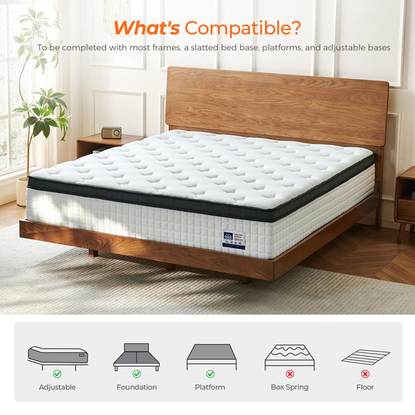 Hybrid Mattress with Gel Memory Foam & Pocketed Coils