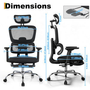 High Back Ergonomic Mesh Office Chair – 400 lbs, 4D Flip-Up Arms, Adjustable Lumbar & Headrest