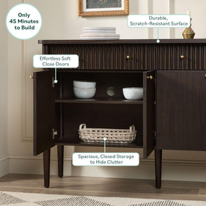 58-Inch Fluted Wood Buffet Sideboard with Storage