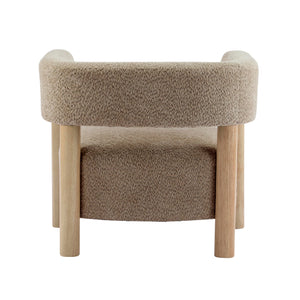 Low Profile Boucle Accent Chair with Round Backrest