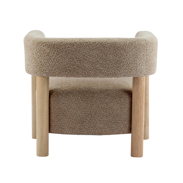 Low Profile Boucle Accent Chair with Round Backrest