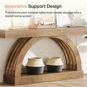 63-Inch Arched Console Table with Storage Shelf