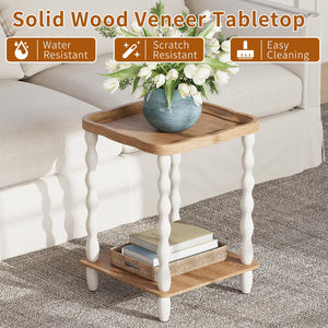 Farmhouse Side Table with 2-Tier Storage